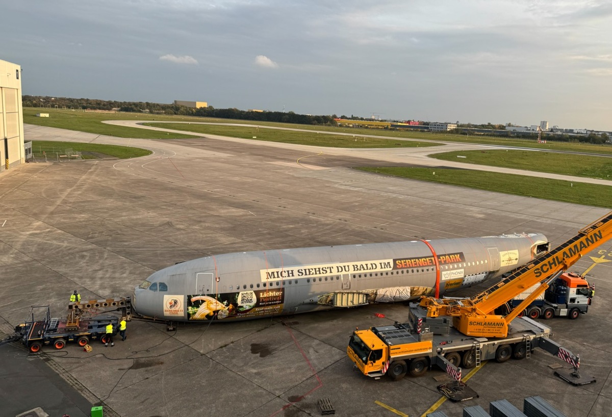 Spektakulärer Schwertransport: Bundeswehr-Airbus rollt nach 1515 Tagen endlich in den Serengeti-Park!